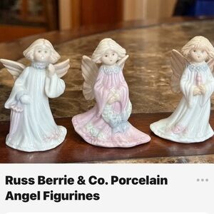 Russ Berrie Angel Figurine Trio - Pink and White